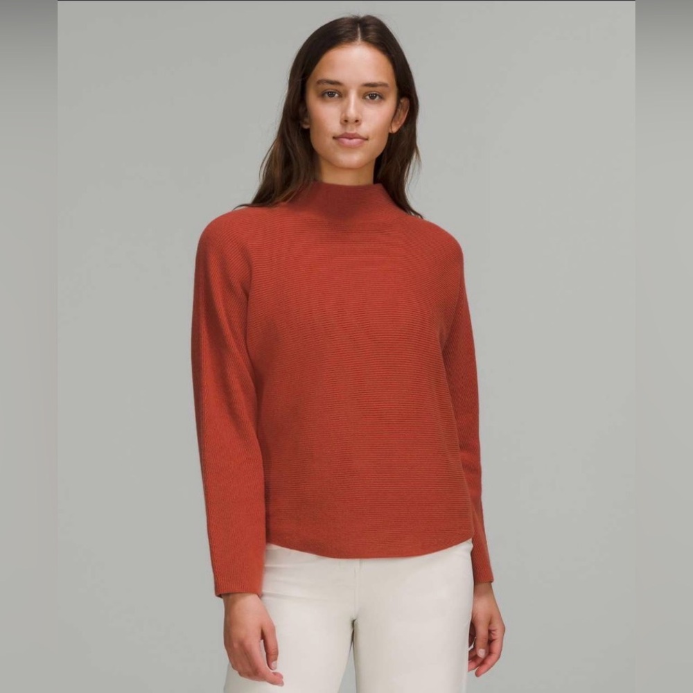 Lululemon Boxy Cotton-Blend Sweater Red Rock Rust Orange sz est 10-12